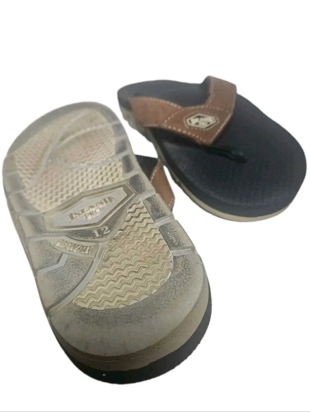 Island Pro Leather Sandal Men Size12 Brown MADE IN HAWAII Flip Flops Sandals [8B